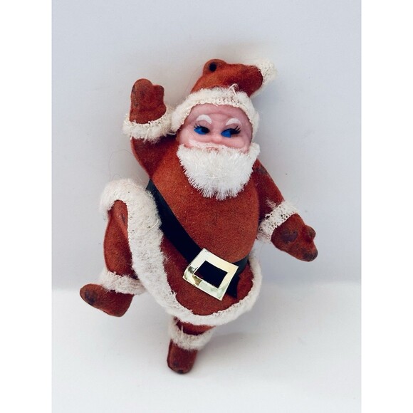 Vtg Christmas Plastic Snow Globe Flocked Santa Reindeer Candy Holder Retro MCM - Picture 4 of 12